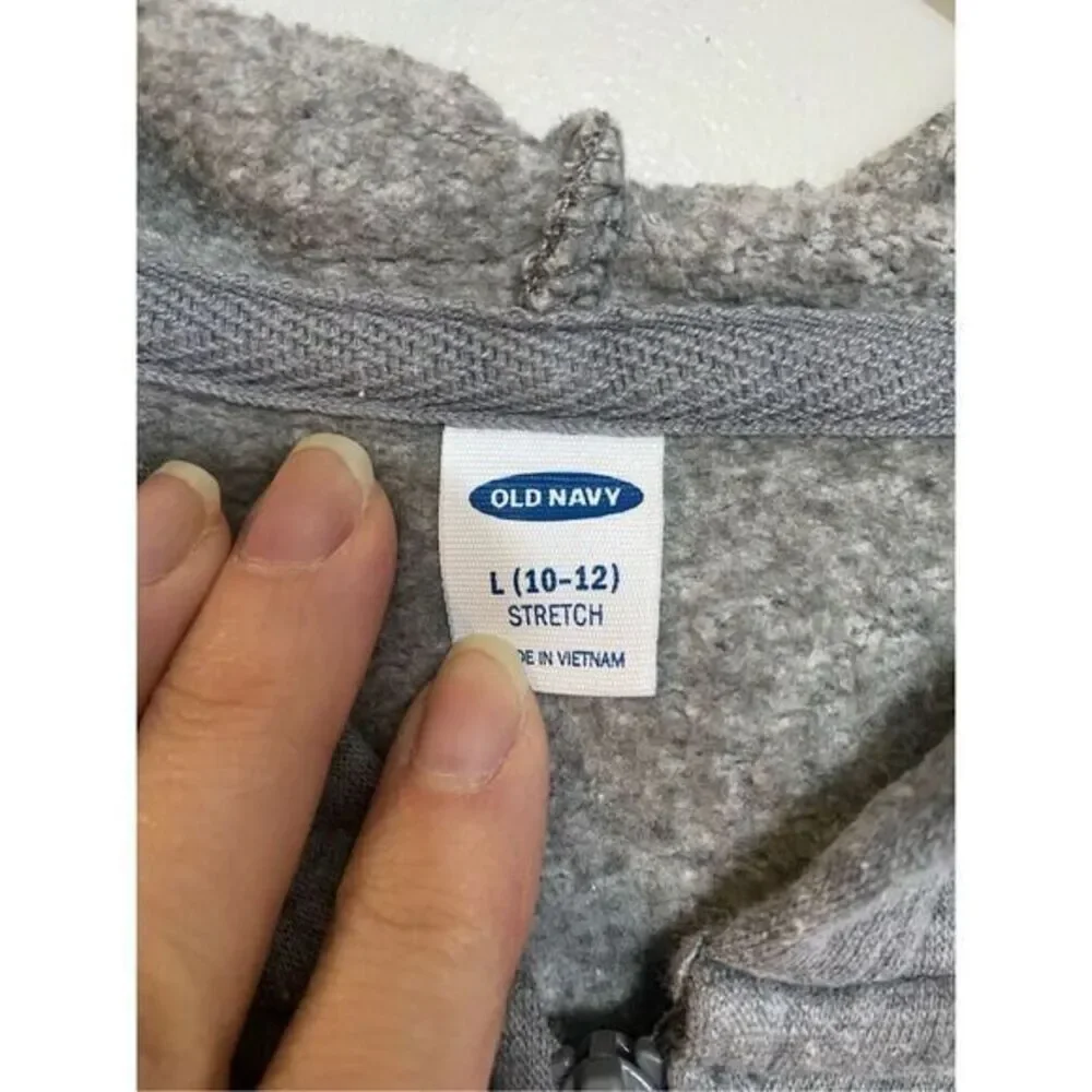Boys grey‎ zip up old navy hooded sweatshirt size large
